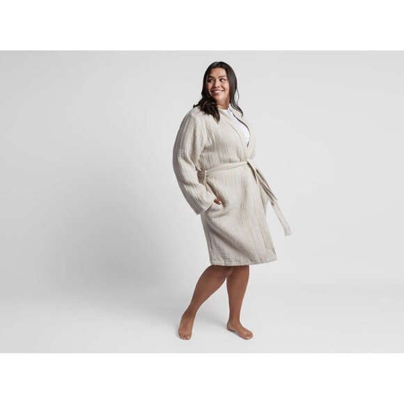 Parachute Cloud Cotton Robe in Bone 100% Cotton Muslin Gauze XXL 1X - Picture 1 of 9